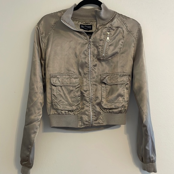 Passport Jackets & Coats Passport Cropped Satin Bomber Jacket